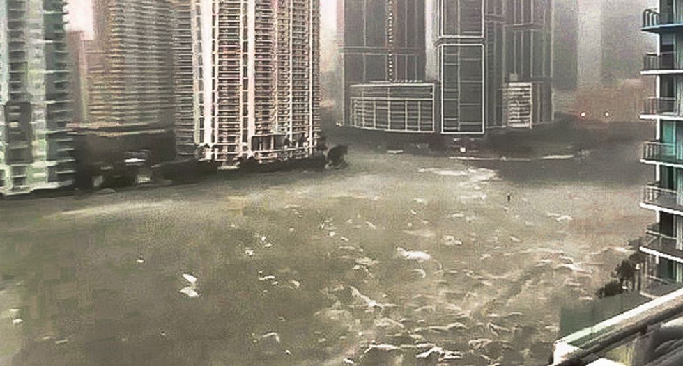 WATCH: Shocking video of Miami River flooding skyscrapers looks like a real-life disaster movie