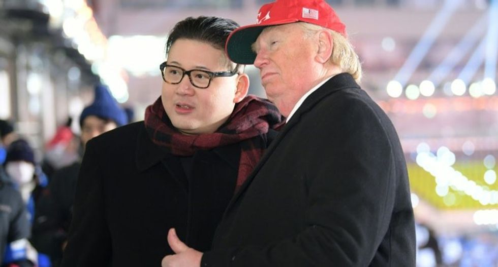 WATCH: Trump and Kim lookalikes cause a stir at Pyeongchang Olympics