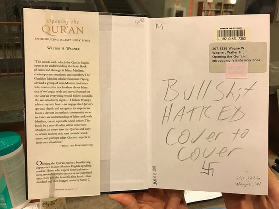 'Bullsh*t hatred cover to cover': Vandals deface Korans and books about Islam in libraries across US