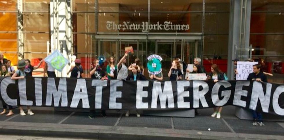 'Report the urgency! This is a climate emergency!': 70 arrested outside New York Times demanding paper treat climate like the crisis it is