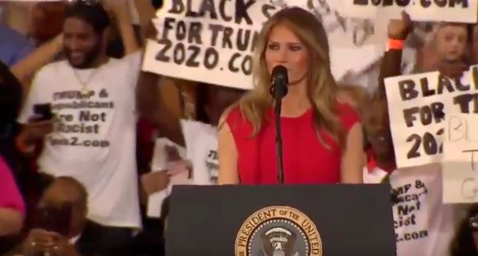 WATCH: Melania Trump recites 'The Lord's Prayer' before assailing her critics in Florida speech