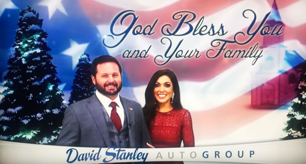 Christian car-dealer celebrates Trump with bizarre holiday ad announcing he’s no longer being persecuted