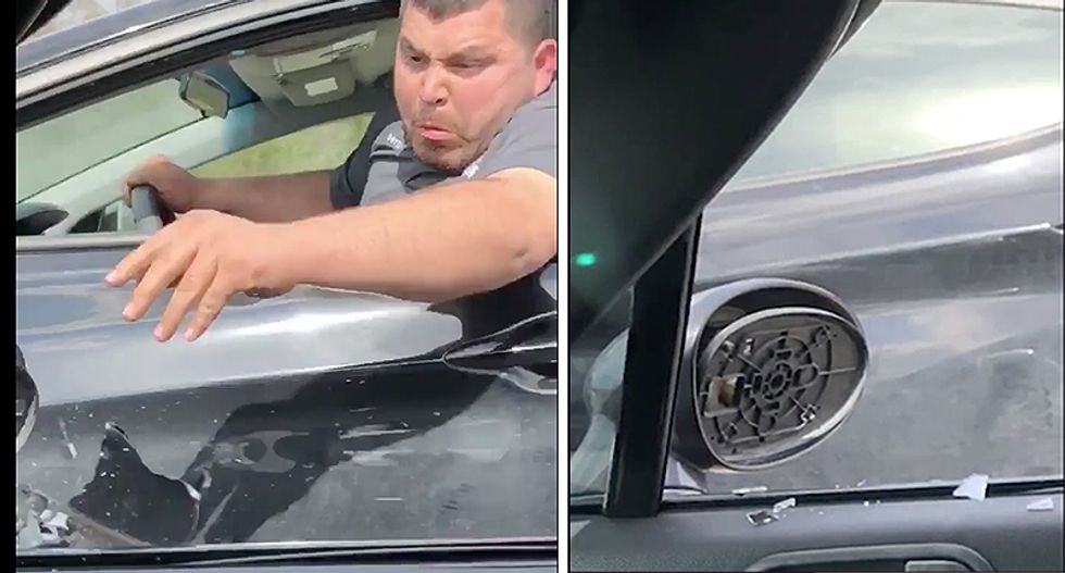 WATCH: Unhinged driver smashes teen's window before punching him in road rage incident