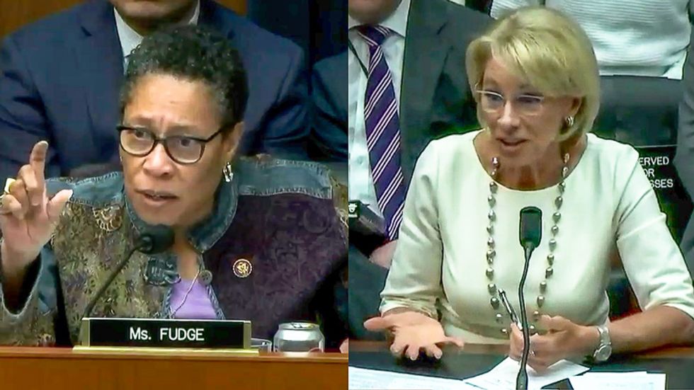 Rep. Marcia Fudge wrecks Betsy DeVos for 'creating a shell game to fund private and religious schools'