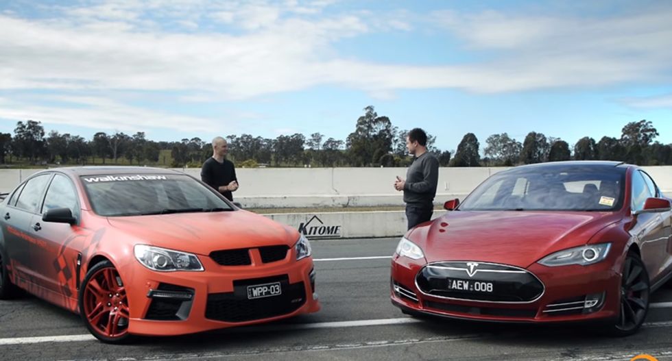 The fascinating science behind a race between a Tesla and a Holden V8 Supercar
