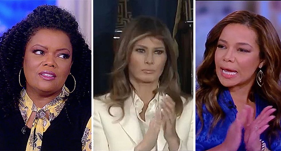 'Stormy weather perhaps?': The View wonders if Melania Trump is trolling her husband with ‘low key shade’