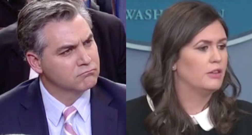 Watch Sarah Sanders flounder after CNN's Acosta asked if Trump thinks he could have 'saved the day' in Parkland