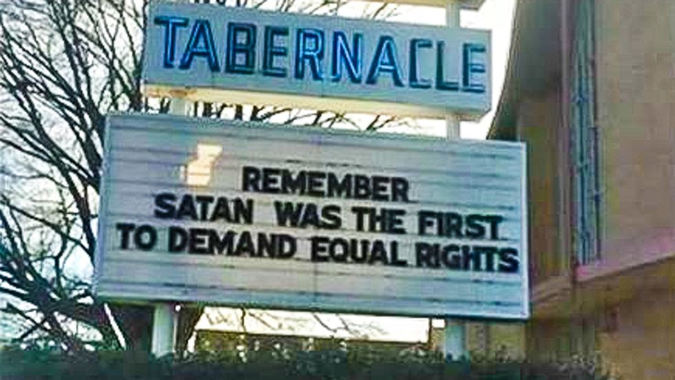 Tennessee church sign: 'Remember, Satan was the first to demand equal rights'