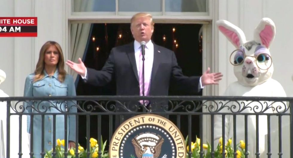 WATCH: Trump delivers bizarre address to lawn full of Easter egg-hunting children