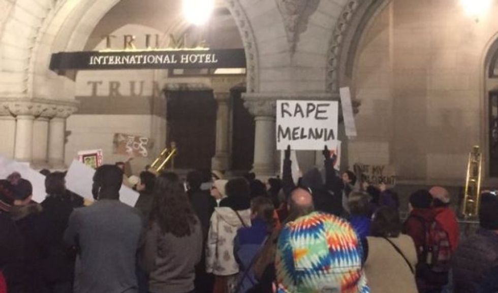 REVEALED: Pro-Trump trolls made vile 'Rape Melania' sign to discredit protesters