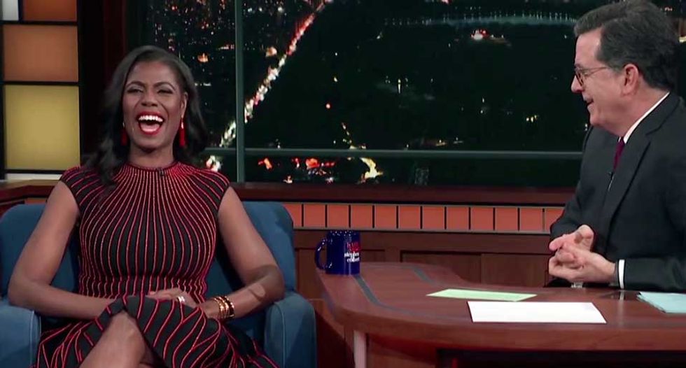 Watch: Stephen Colbert hounds Omarosa into revealing Hope Hicks' 'white lies' in un-aired 'Late Show' segment