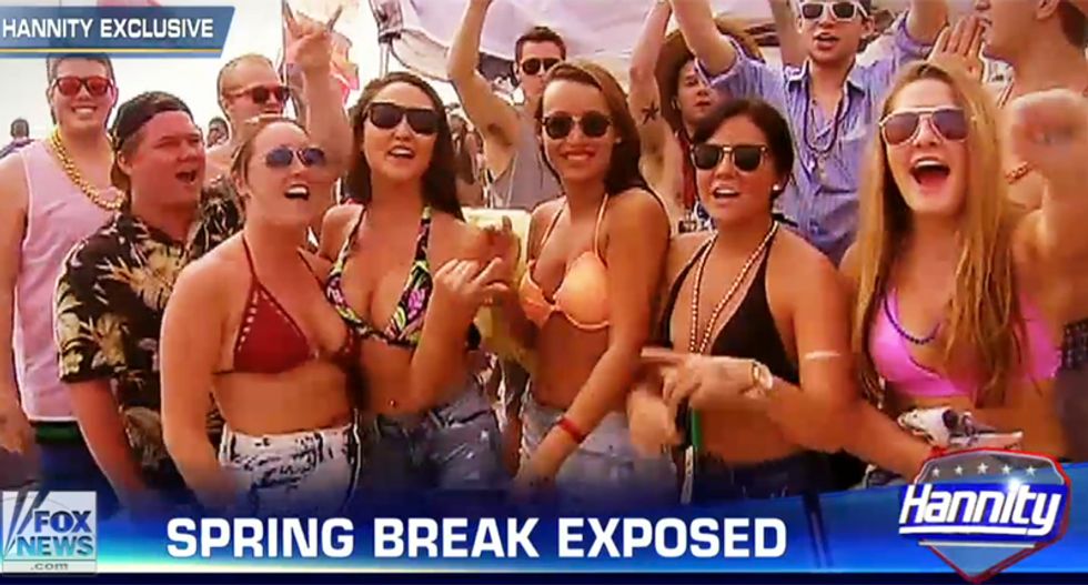 If it's Spring Break, it must be time for Sean Hannity to perv out and slut-shame