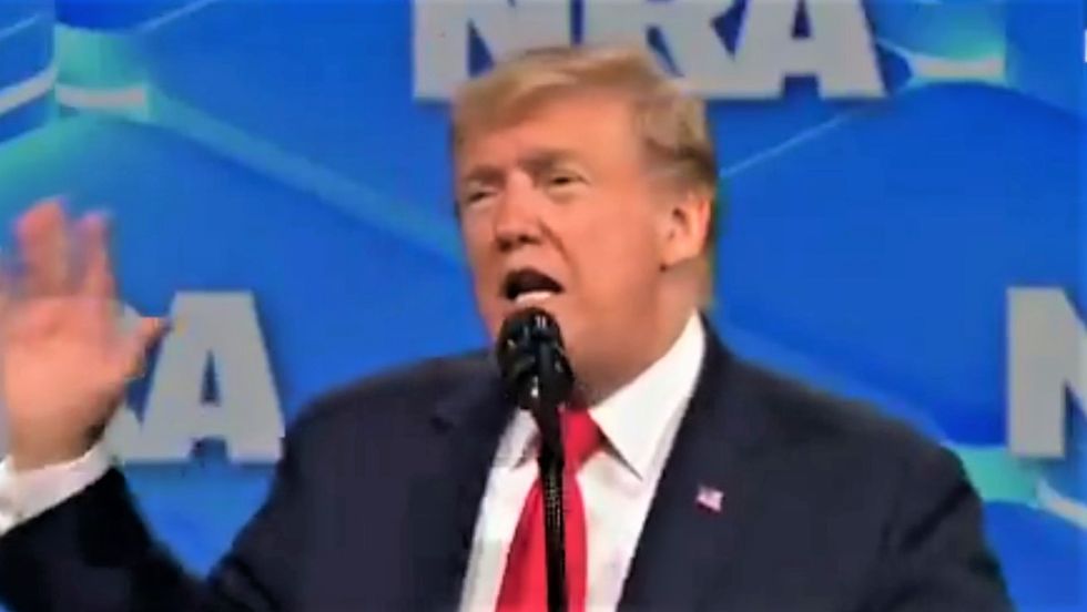 WATCH: Trump hilariously flubs reading from teleprompter during NRA speech
