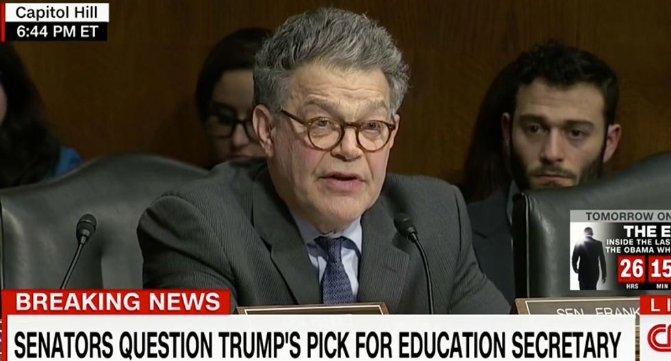 WATCH: Al Franken destroys Education appointee Betsy DeVos over her support for gay conversion therapy