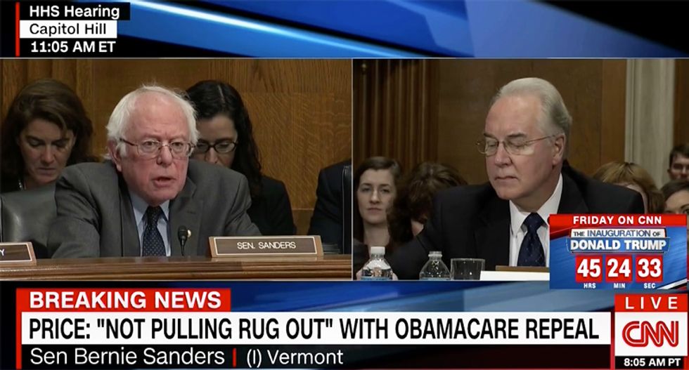 WATCH: Bernie Sanders hammers Trump's health nominee Tom Price on Medicare and Social Security