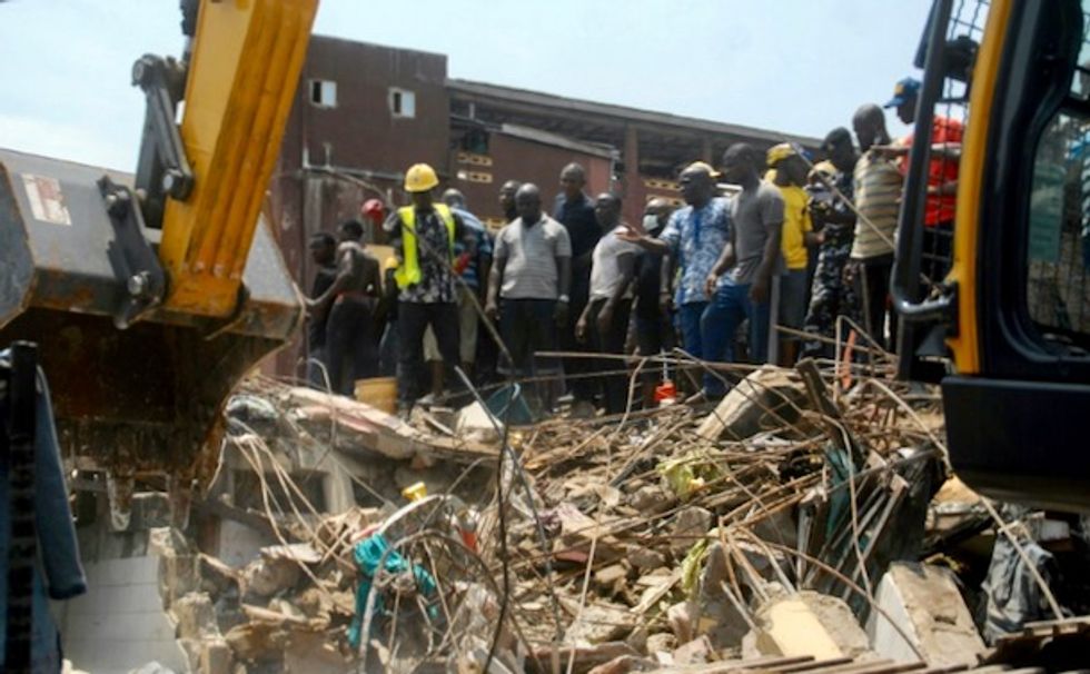 Dozens of children attending an 'illegal school'  trapped in collapsed Lagos residential building