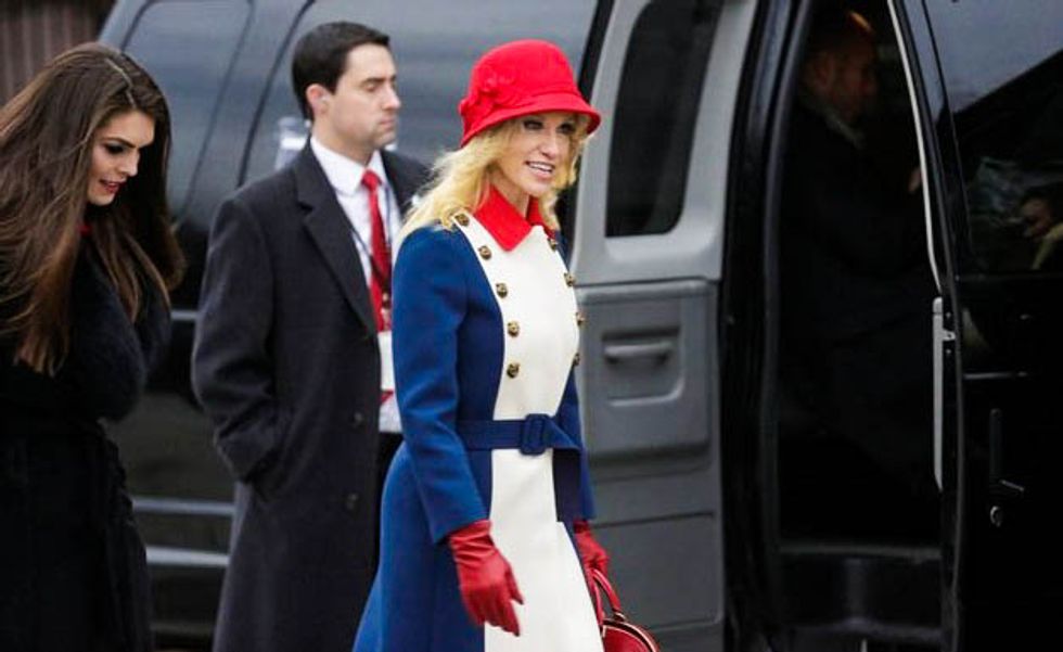 Internet mercilessly mocks Kellyanne Conway for wearing ‘Trump Revolutionary Wear’ to inauguration