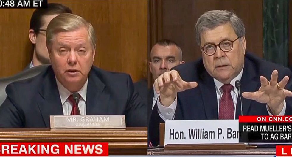 OOPS: Lindsey Graham gets Bill Barr to admit Trump can be charged for obstruction -- even if there's no collusion