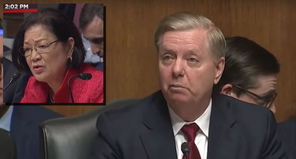 'Slander!' Lindsey Graham lashes out at Mazie Hirono after she takes a wrecking ball to Bill Barr