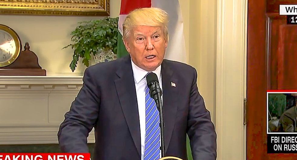 'They get along unbelievably well': Trump abruptly claims Israel and Palestinians 'work together beautifully'