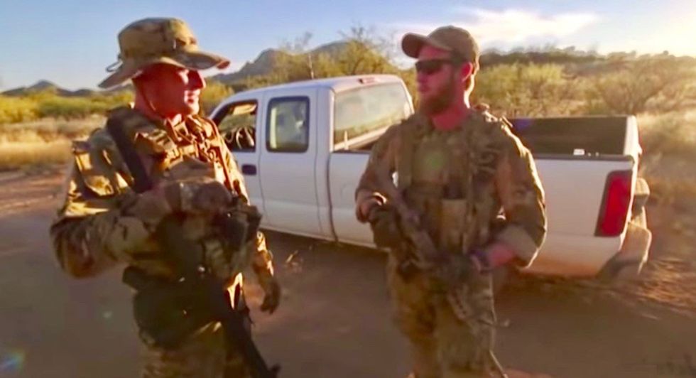 Armed rightwing militia 'en route' to border to stop 'invasion' using night vision goggles and drones