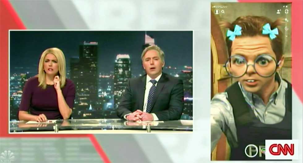 Saturday Night Live hilariously imagines CNN -- with Snapchat filters for guests