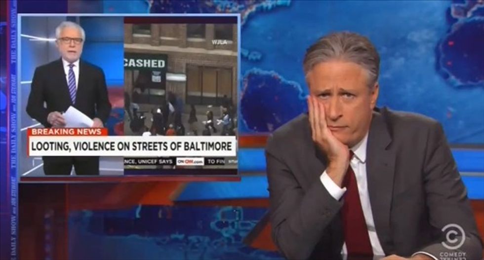 Jon Stewart slams Wolf Blitzer's 'shock' over Baltimore: 'Ferguson was just a few months ago'