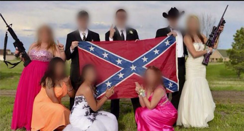 Gun-toting Colorado teens pose for prom pics with Confederate flag as parents egg them on