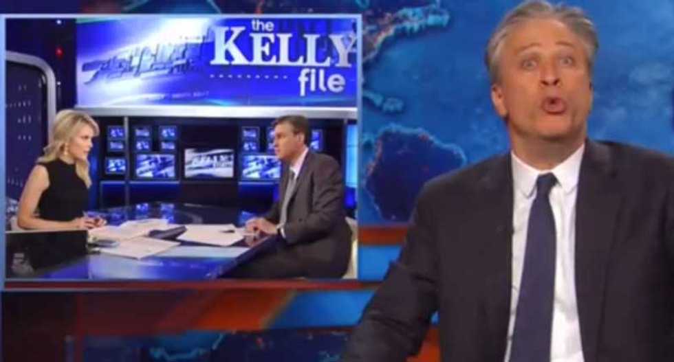 Jon Stewart hammers Megyn Kelly for ignoring billionaires buying GOP candidates 'like Bitcoins'