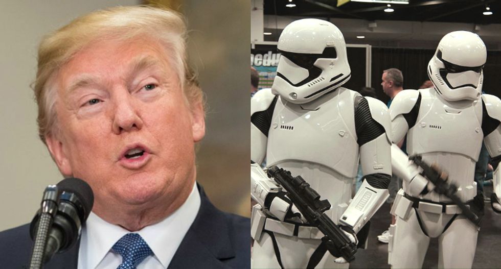 Internet mercilessly mocks 'Cadet bone spurs' Trump for promising 'a new force called the Space Force'