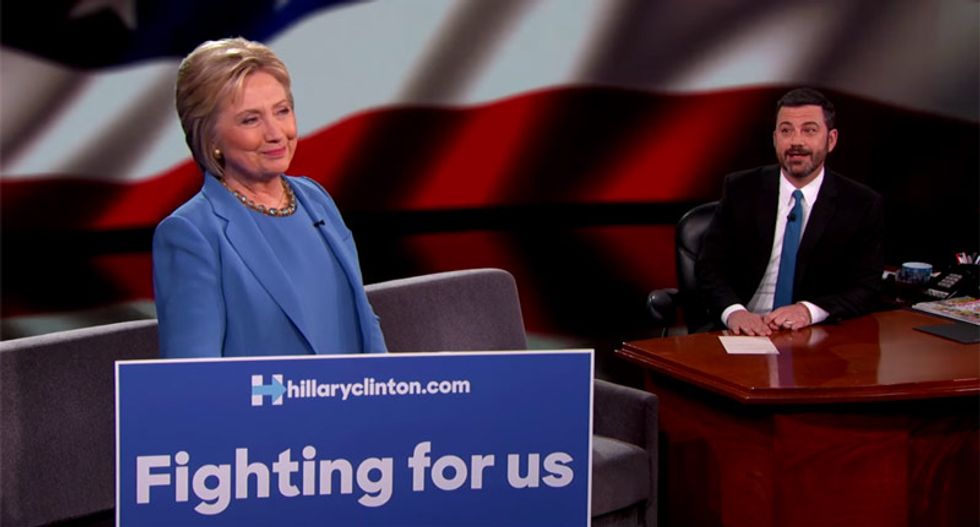 Jimmy Kimmel and Hillary Clinton mock 'mansplaining' in hilarious sexism sendup