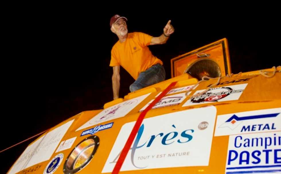 Frenchman savors triumphant barrel crossing of Atlantic ocean