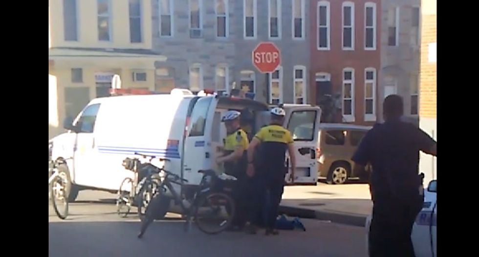 Baltimore police take down video showing Freddie Gray going into a van face-down