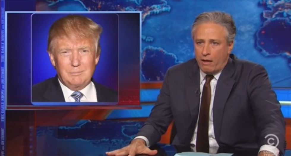 Jon Stewart mocks Donald Trump: In the GOP 2016 clown car, he is the true 'F*ckface Von Clownstick'
