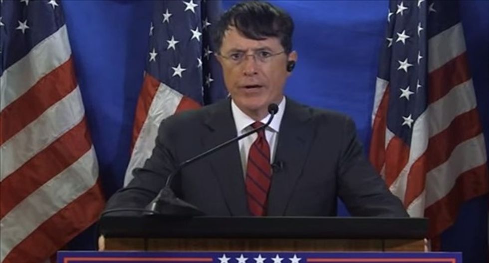 WATCH: Stephen Colbert skewers Donald Trump and his 'gold-plated, diamond-encrusted campaign'