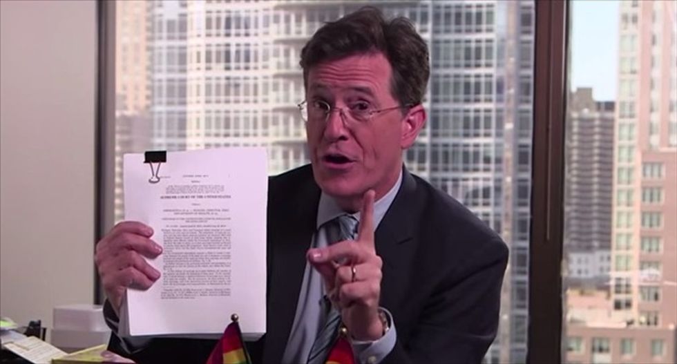 Stephen Colbert roasts Justice Scalia -- then dares him to be a guest on the 'Late Show'