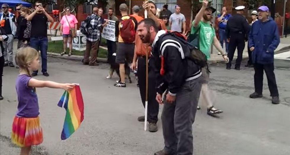 How this amazing 7-year-old Ohio girl left a homophobic street preacher 'deflated'