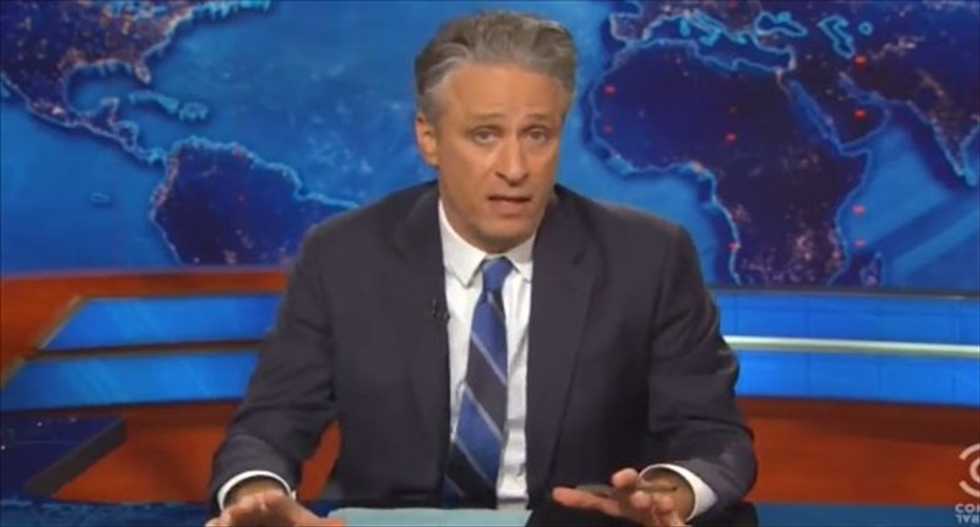 Jon Stewart rips Ted Cruz's 'buzzword-nothing bullsh*t' defense of Trump's anti-immigrant rhetoric