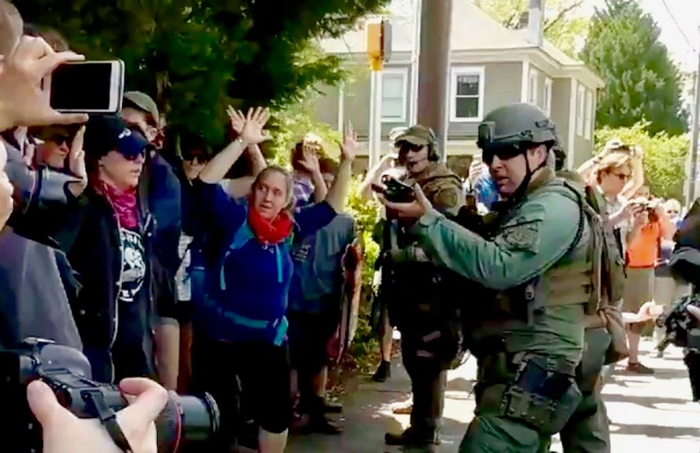'The most over-aggressive policing I've ever seen': Reporters at Georgia Neo-Nazi rally document cops brutalizing counter-protestors over bandanas
