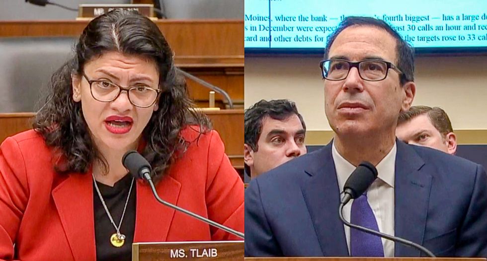 'Seek legal advice personally': Rep. Rashida Tlaib tells Steve Mnuchin that he will go down before Trump