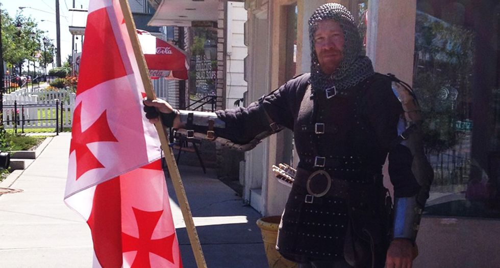 Man dons Knights Templar costume to scare away Muslims from New York military recruiting center