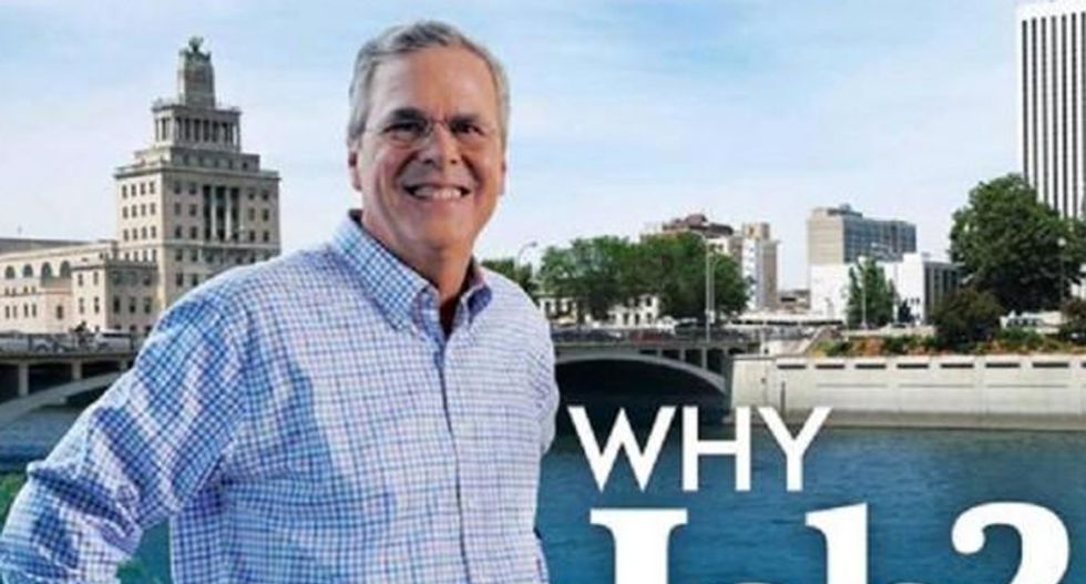 Whoops!:  Super PAC photoshopped Jeb Bush's head onto a black body for campaign flier