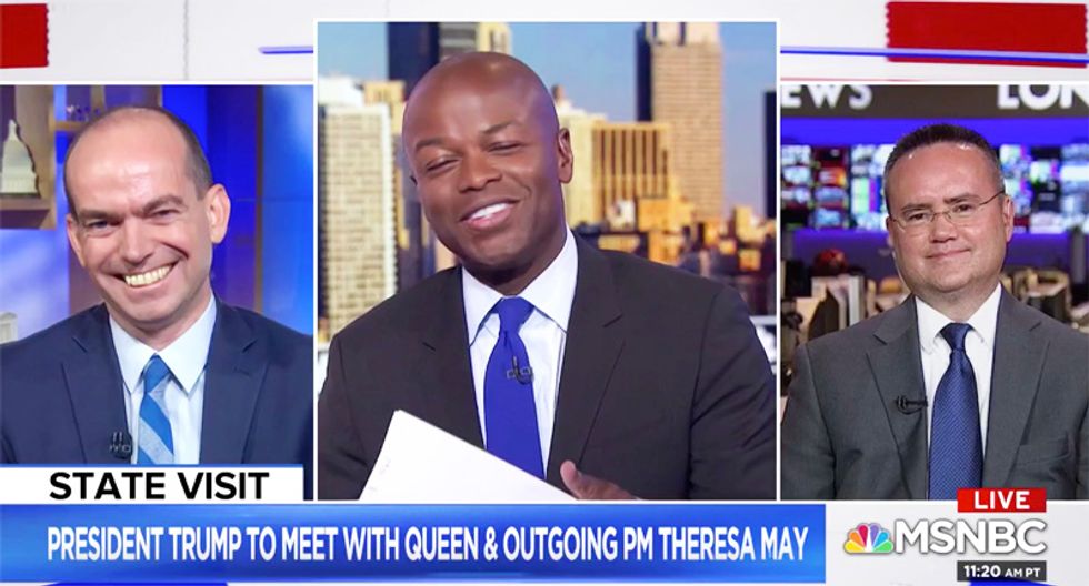 Conservative left humiliated and stumbling after MSNBC panel laughs off his claim Trump is popular in the UK