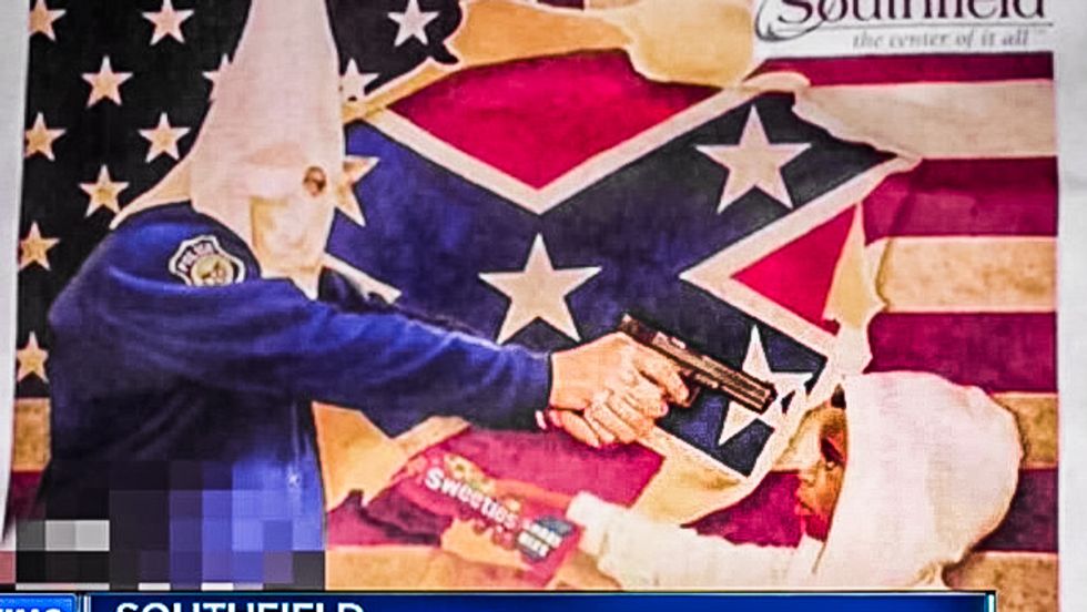 'Get the blacks out': Detroit political flier shows Klansman cop aiming gun at black child