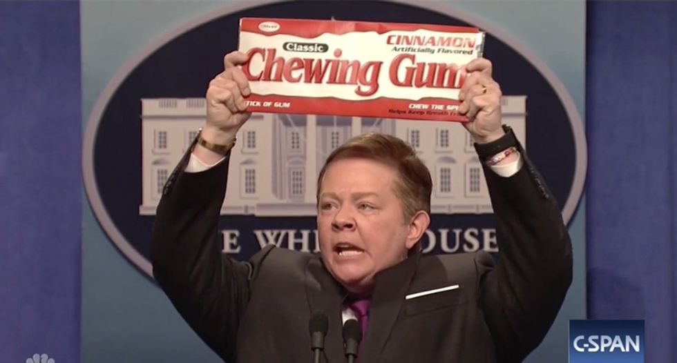'I'm going to freak if you ask me stupid questions': Melissa McCarthy returns to SNL as Sean Spicer