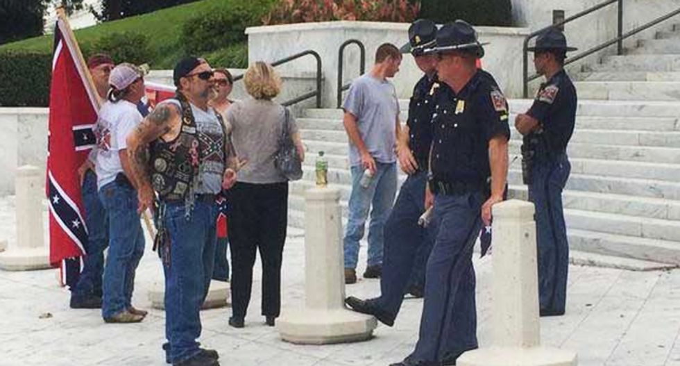 Alabama Confederate 'flagger' is 'shocked' when  nobody shows up for her secession rally