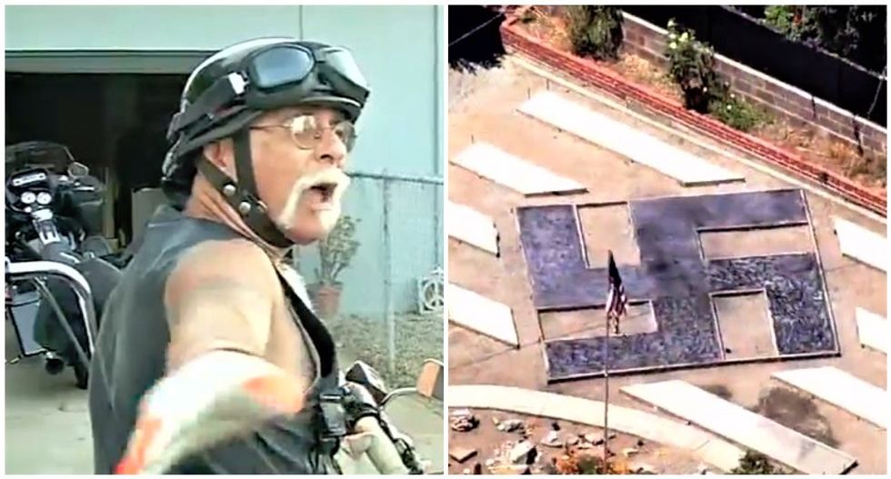 Man horrifies Jewish neighbor by creating massive swastika in his yard -- but he insists he's not racist