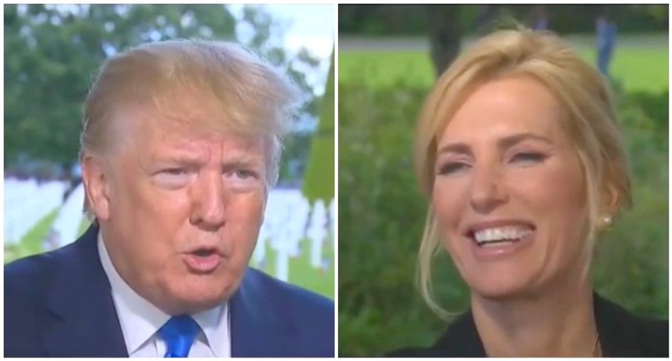 Trump brags about holding up D-Day ceremony for Fox News chat — but Laura Ingraham denies it moments later