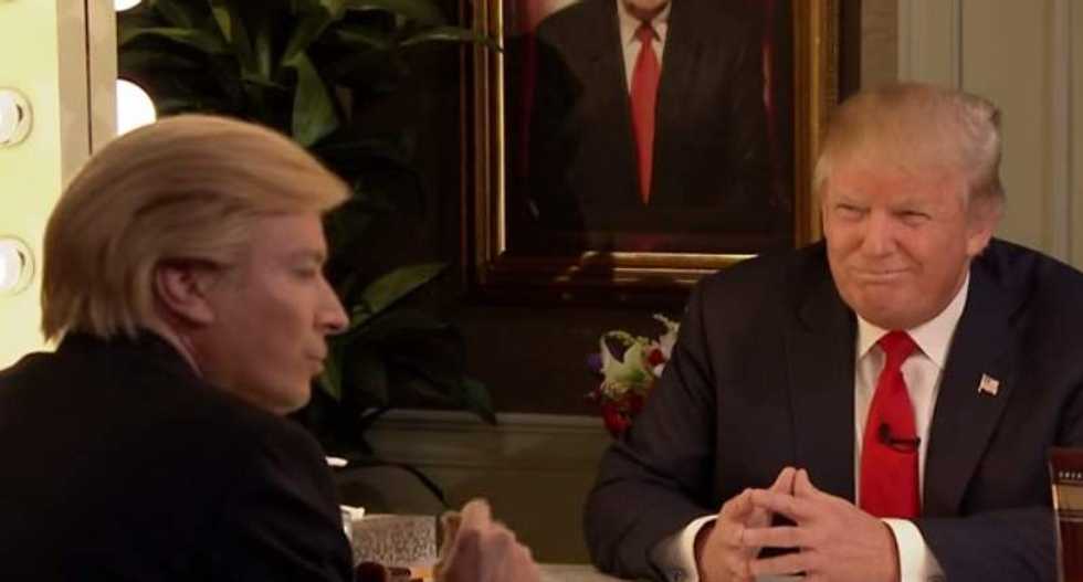 WATCH: Jimmy Fallon tries to out-Trump Trump: 'The only one qualified to interview me is me'