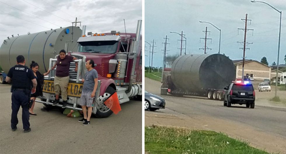 Native American tribe kicks TransCanada trucks with KeystoneXL supplies off their reservation